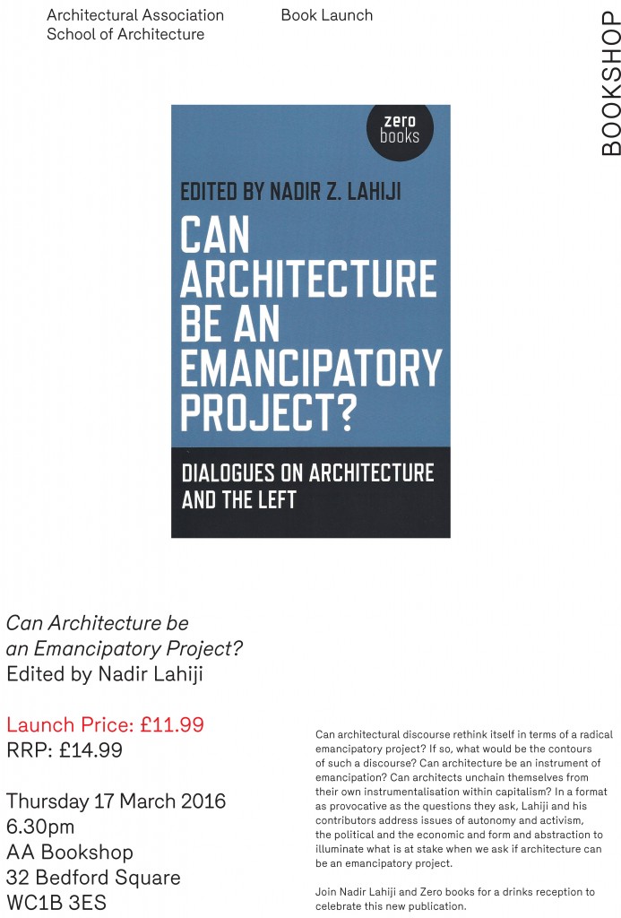 160308 Can Architecture Be An Emancipatory Project Book Launch P